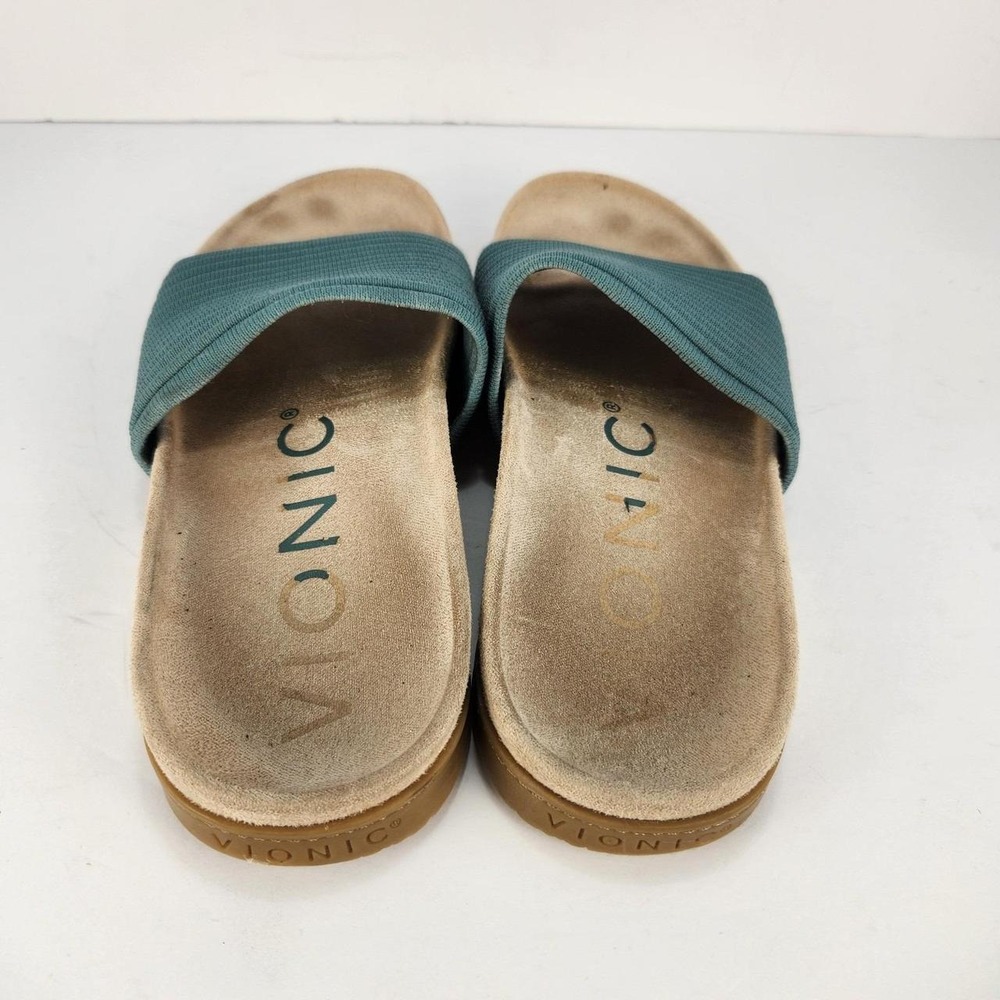 Vionic Teal Ribbed Slide Sandals - Picture 3 of 6